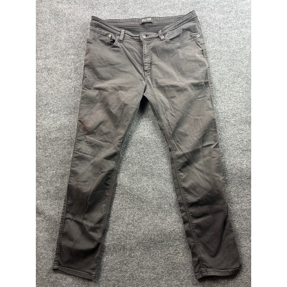 DU/ER N2X Relaxed Taper Pants Mens 36x32 Grey Slim Straight Performance